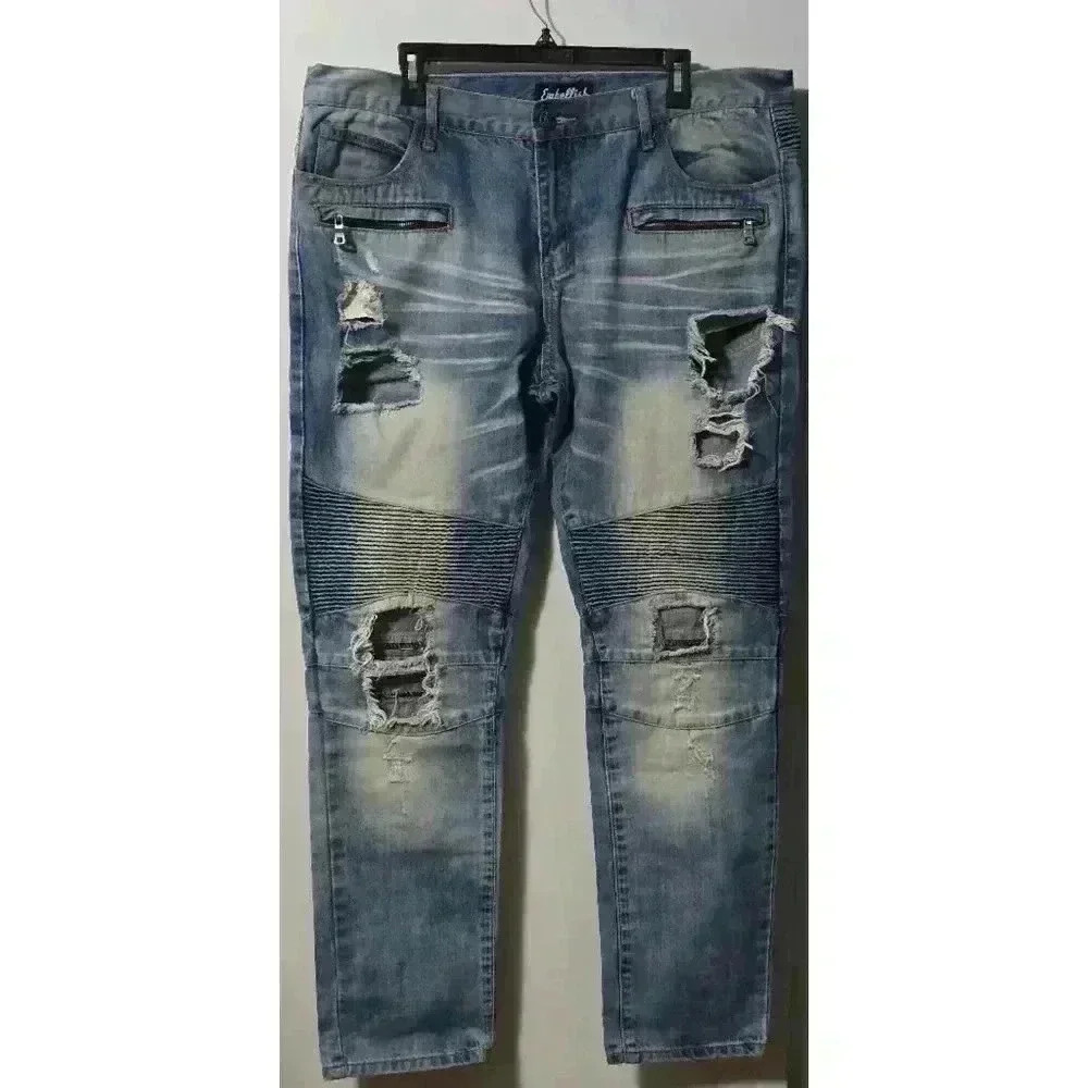 Men's Embellish Jeans Blue 40